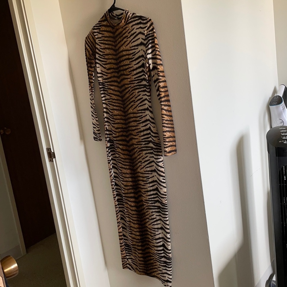 Tiger Print Long Sleeve Dress